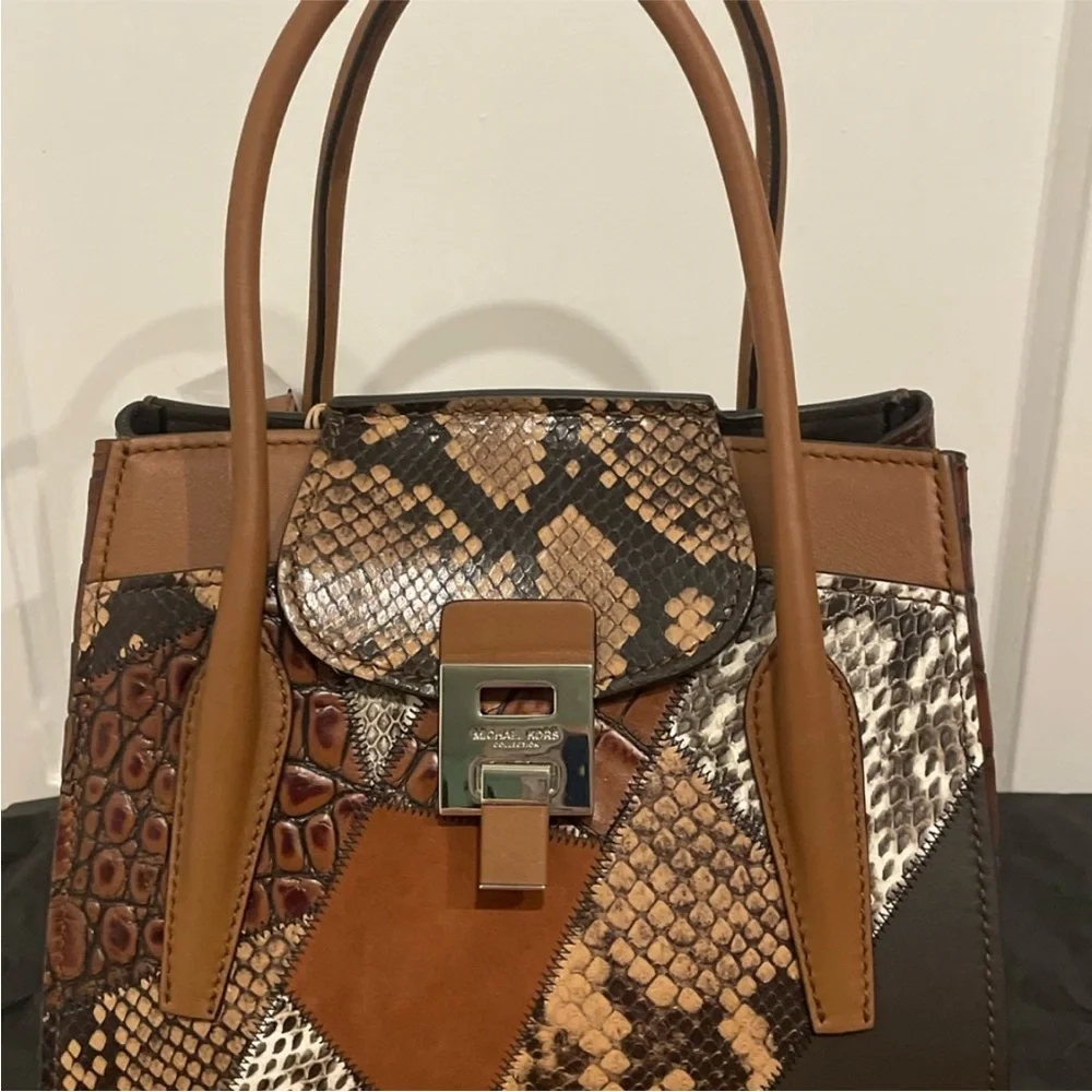 Rare RUNWAY MICHAEL KORS COLLECTION SNAKE-EMBOSSED SATCHEL.